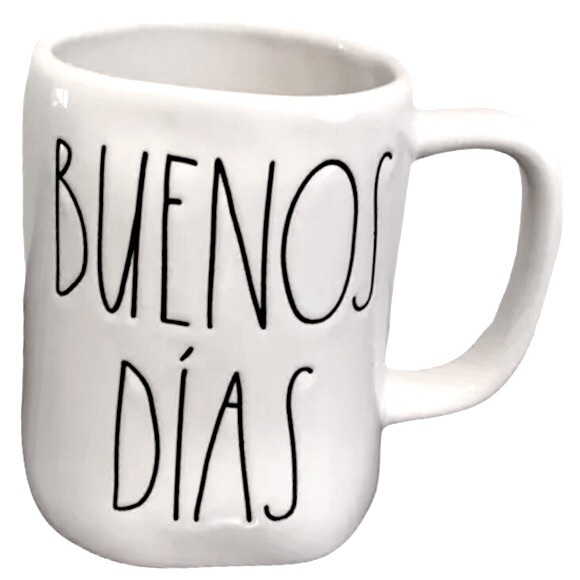 RAE DUNN Buenos Dias Mug White Coffee Tea Cup - Picture 1 of 5